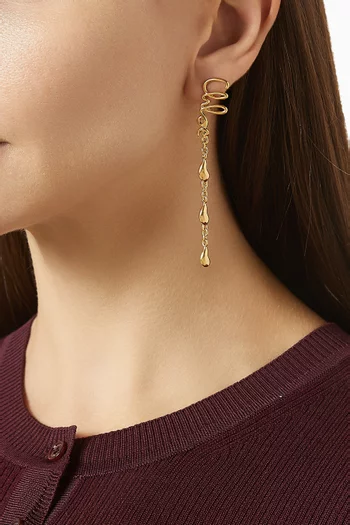 Logo Drop Earrings in Brass