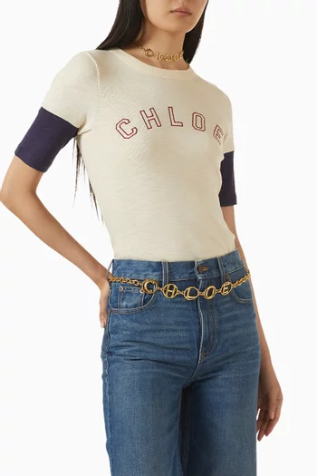 Logo Chain Belt in Brass