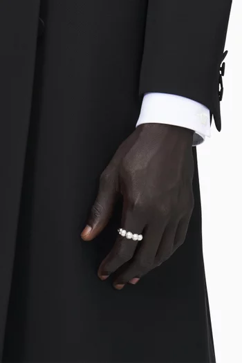 Skull & Pearl Ring in Brass