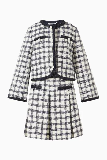 Check Boucle Skirt in Wool-blend