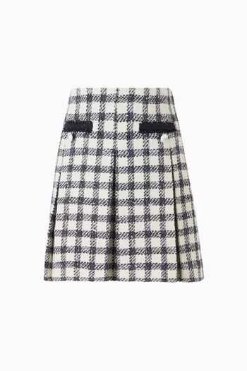 Check Boucle Skirt in Wool-blend