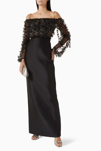 Yvette Embroidered Gown in Tulle & Taffeta