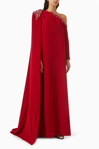Linnea One-shoulder Gown in Crepe