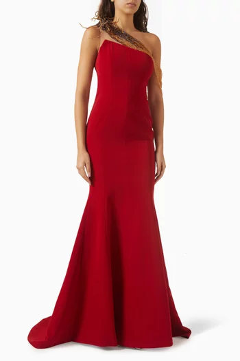 Thalia Embellished Gown in Crepe