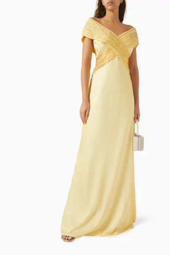 Cordelai Gown in Silk-satin & Chiffon