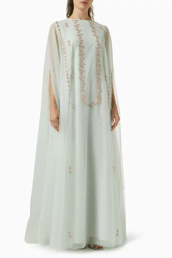 Embellished A-line Kaftan in Tulle