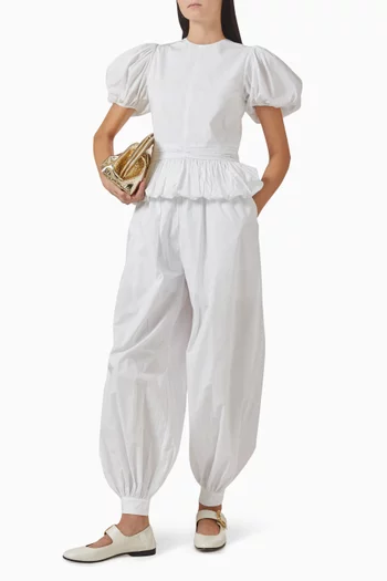 Balloon Pleated Pants in Cotton Poplin