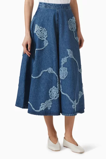 Flower Skirt in Denim