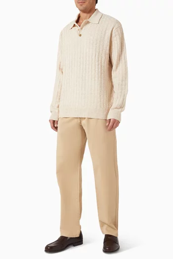 Gustav Squared Structure Polo Sweater in Wool-blend