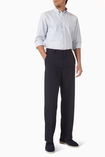 Konrad Striped Oxford Shirt in Stretch Cotton