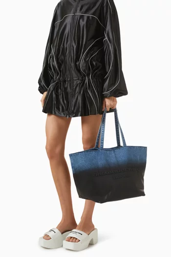 Medium Punch Tote Bag in Denim