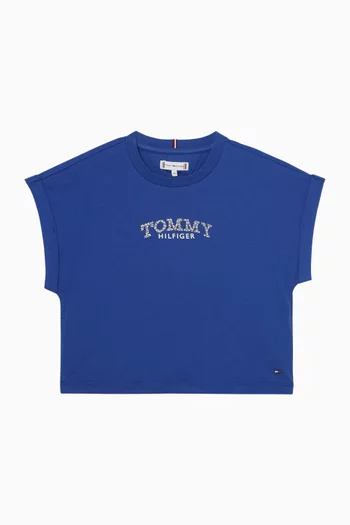 تي شيرت بطبعة شعار الماركة قطن