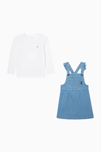 Dungaree Dress Set in Denim
