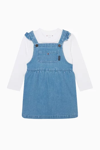 Dungaree Dress Set in Denim