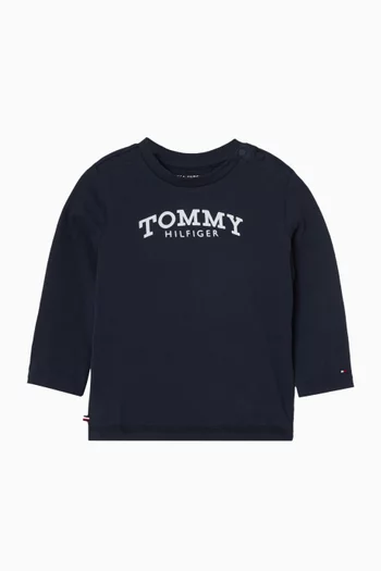 تي شيرت بطبعة شعار الماركة قطن