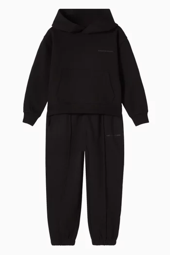 كنزة بغطاء رأس وطبعة شعار الماركة قطن