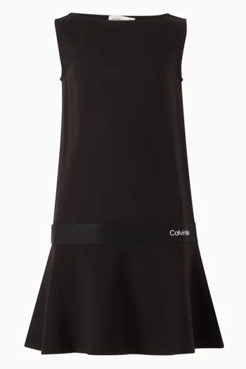 فستان بدون أكمام بشريط بشعار الماركة 