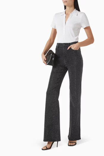 Crosbie Rhinestone Wide-leg Jeans in Denim