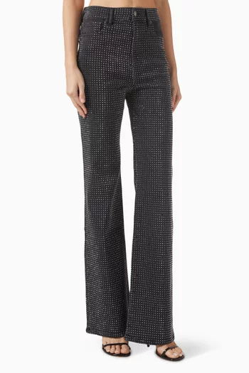 Crosbie Rhinestone Wide-leg Jeans in Denim
