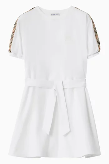 فستان بنمط تي شيرت بأشرطة بنقشة مربعات قطن