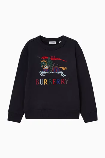 سويت شيرت بطبعة شعار الفروسية صوف قطني