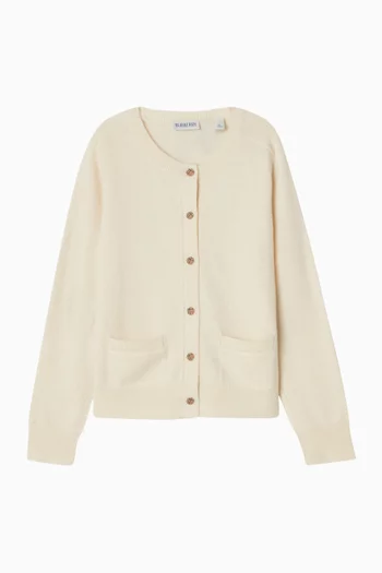 Check Patch Cardigan in Wool & Cashmere