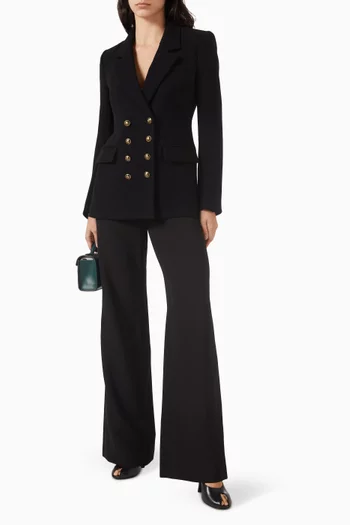 بنطال تونيلي بحزام خصر مزدوج كريب