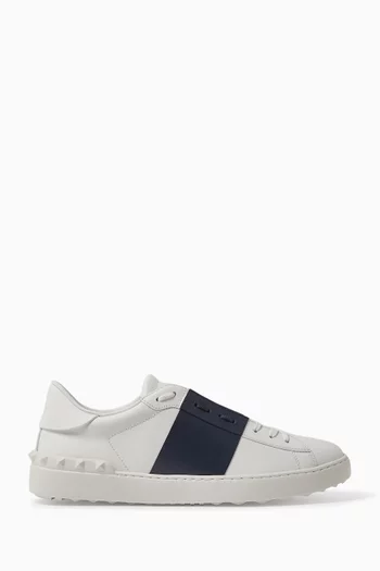 سنيكرز مفتوح بحلي هرمية جلد عجل