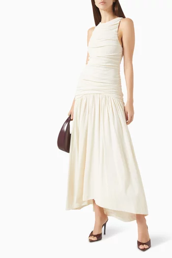 Evidente Ruched Dress in Cotton-crepe
