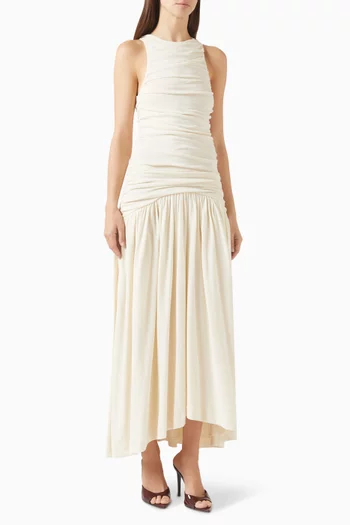 Evidente Ruched Dress in Cotton-crepe