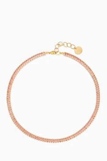 Crystal Chain Necklace in Gold-plated Brass