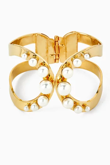 Pearl Cluster Bangle in Gold-plated Brass