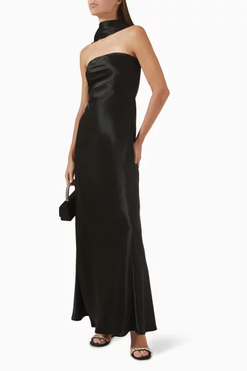 Lilia Scarf Gown in Satin