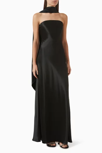 Lilia Scarf Gown in Satin