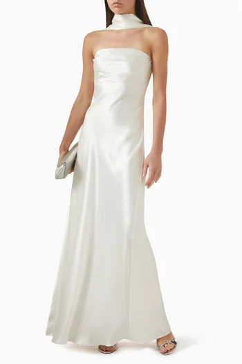 Lilia Scarf Gown in Satin