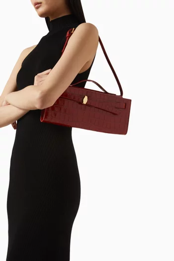 Dash Clutch Handbag in Croc-embossed Leather