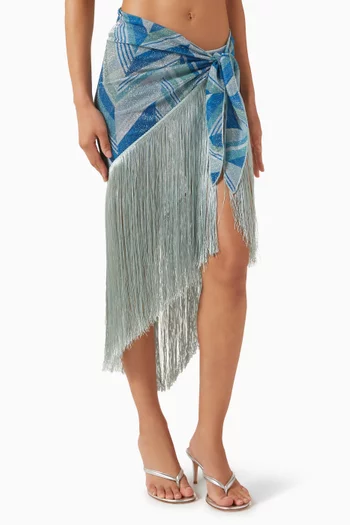 Pazton Chevron Fringed Pareo in Lurex