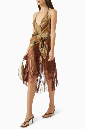 Pazton Chevron Fringed Pareo in Lurex