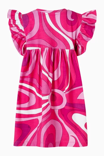 Printed Ruffle Dress in Jersey