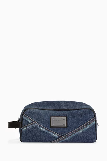 Patchwork Wash Bag in Denim