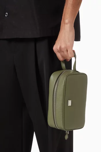 حقيبة صغيرة للسفر بحلية شعار الماركة جلد ألباين