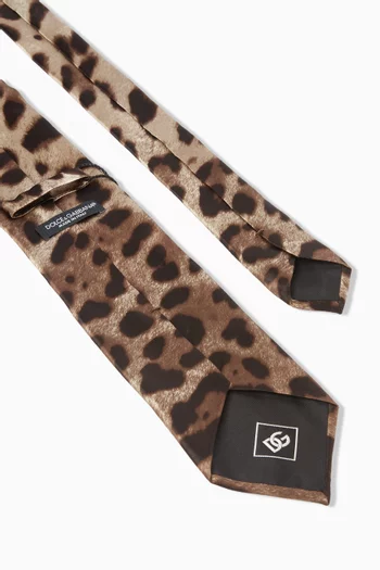 Leopard-print Tie in Silk