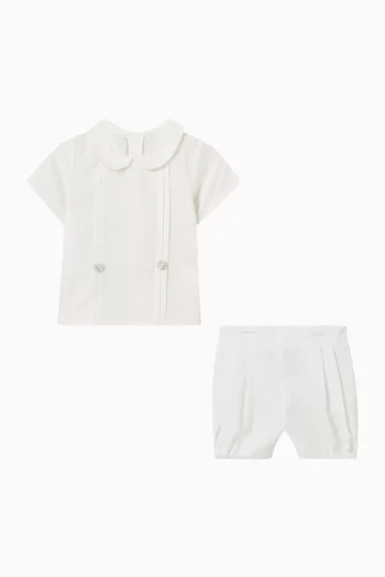 Suspenders Shirt & Shorts Set in Cotton
