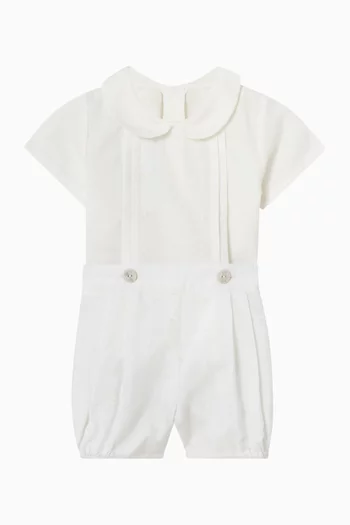 Suspenders Shirt & Shorts Set in Cotton