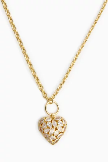 Heart Crystal Charm Necklace in Gold-plated Brass