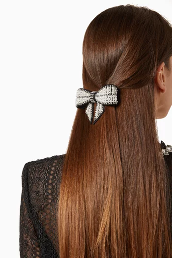 Pearl Bow Hairclip in Satin