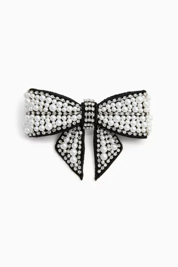 Pearl Bow Hairclip in Satin