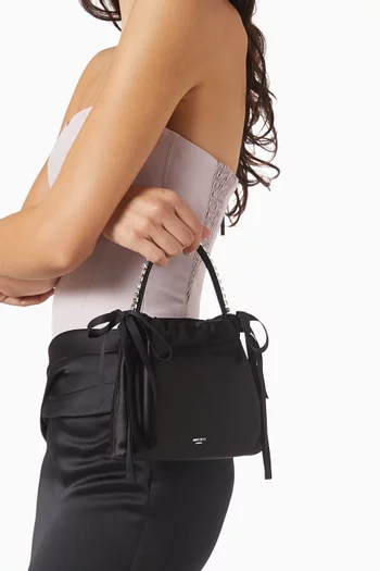 Mini Top Handle Drawstring Bag in Satin