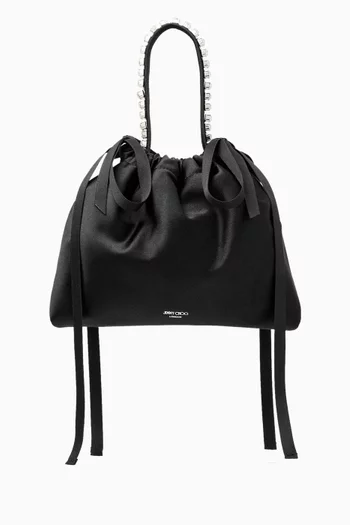 Mini Top Handle Drawstring Bag in Satin