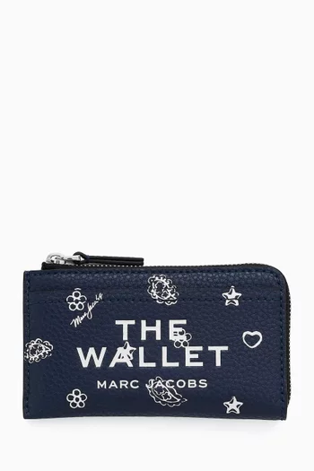 محفظة بسحّاب علوي جلد بارز الملمس